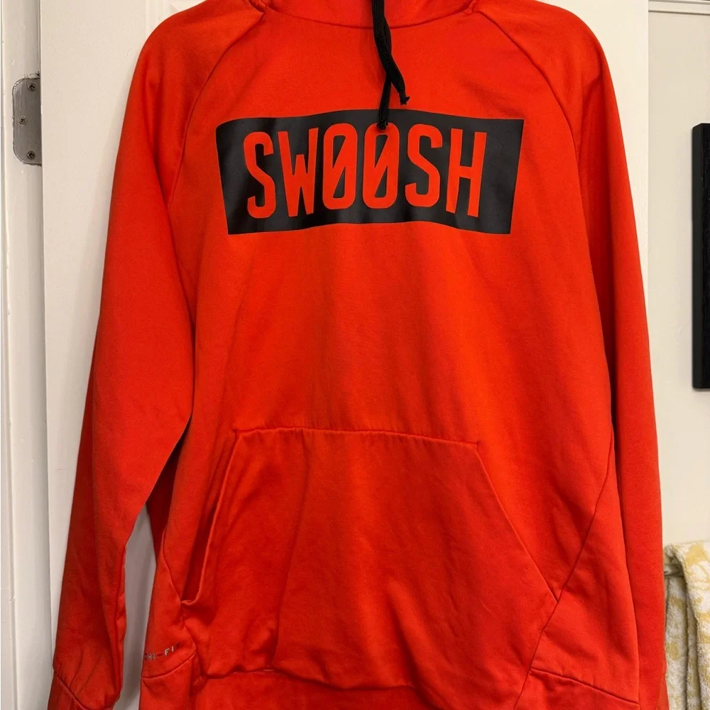 Nike Men’s Dri-Fit Red Mock Neck Hoodie, Sz L